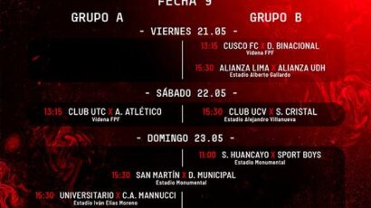 PROGRAMACIÓN DE LA FECHA 9 EN LA LIGA 1