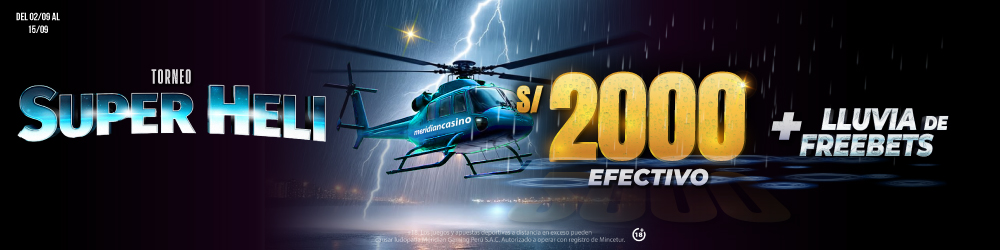 Lluvia de efectivo de Super Heli en Meridian Casino.