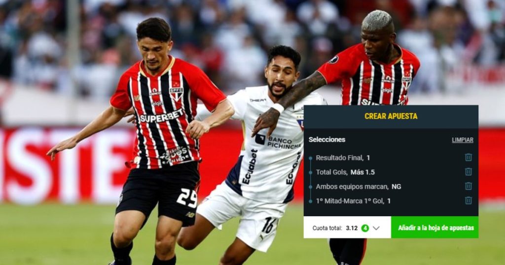 Cuota combinada de la victoria del Tricolor en el Sao Paulo vs LDU