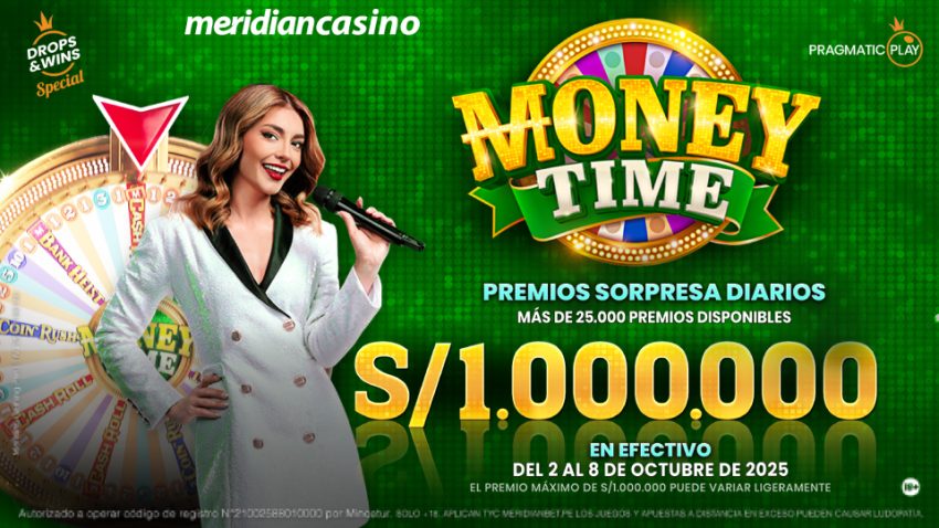 Gana premios sorpresa de hasta S/. 4,000 todos los días con Money Time en Meridian Casino