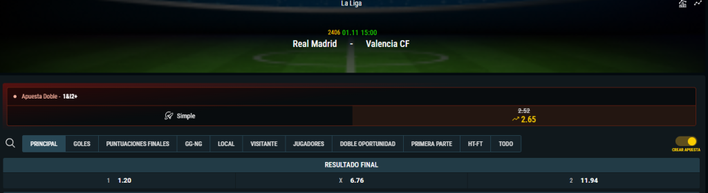 Cuotas del Real Madrid vs Valencia CF por LaLiga.