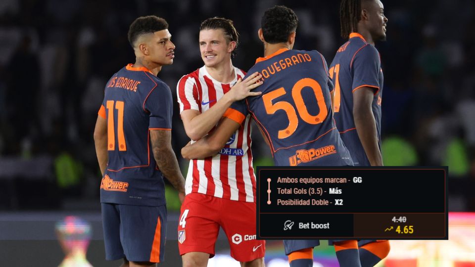 Imagen con el Super Boost de Meridianbet para el Atlético Madrid vs. Inter por la Champions League 2025/26.