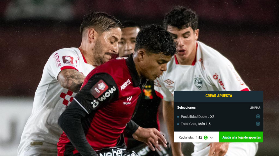 Imagen con la combinada del Tigre creada en Bet Builder para el Cienciano vs Melgar por Copa Sudamericana.