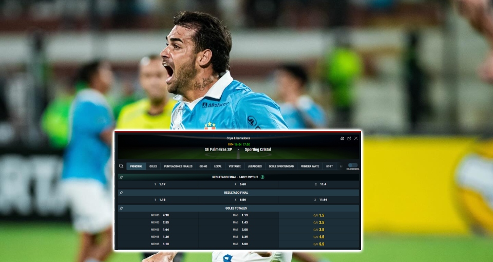 Cuotas de Sporting Cristal vs. Palmeiras.